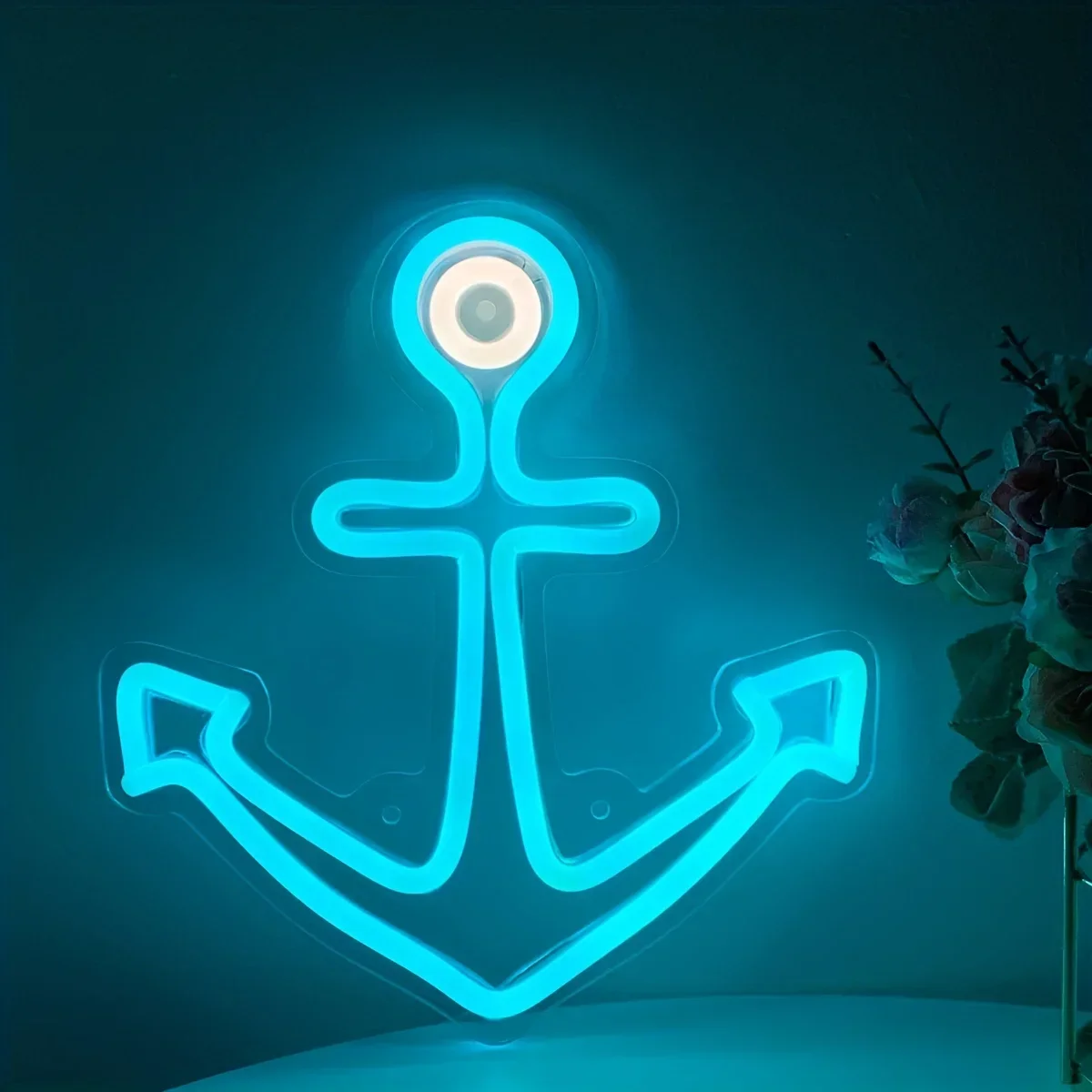 Anchor Neon Sign for Wall Decor, Led Lights Signs for Beer Bar Club Office Hotel Cafe Man Cave Restaurant bedroom boys room