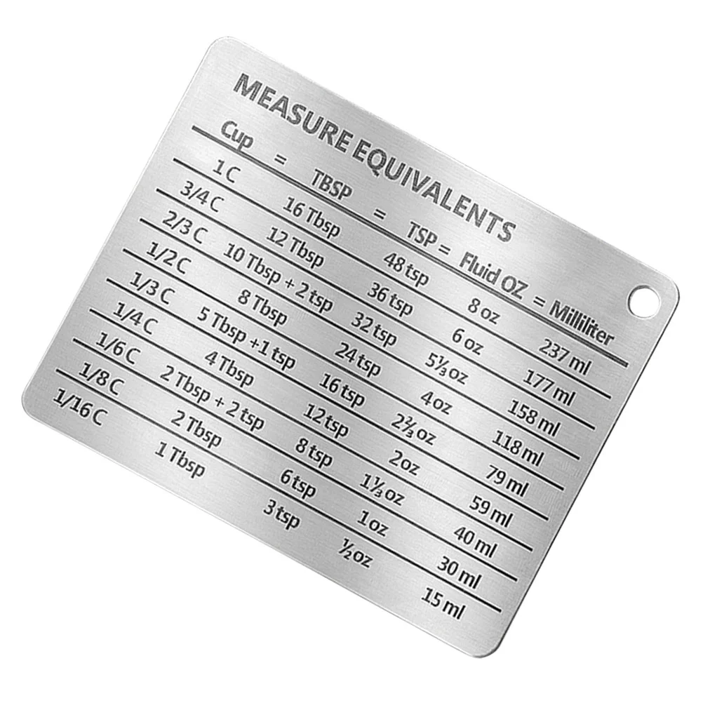 Stainless Steel Fridge Magnet Refrigerator Measure Equivalents Chart Major Baking