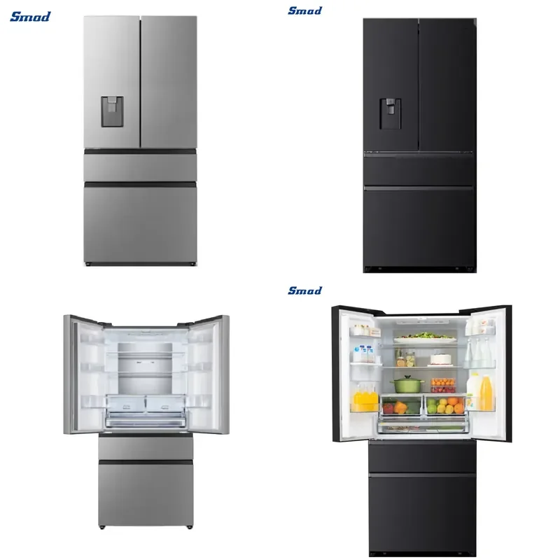 For DM-632WS3 486L French Door Refrigerator Freezer 220V 50Hz Black Stainless Steel Finish Home Use Best Selling