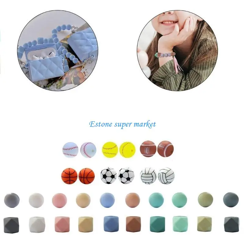 090B 1set Baby Silicone Beads Diy Colorful Teething Pacifier Chain Bracelet Keychain