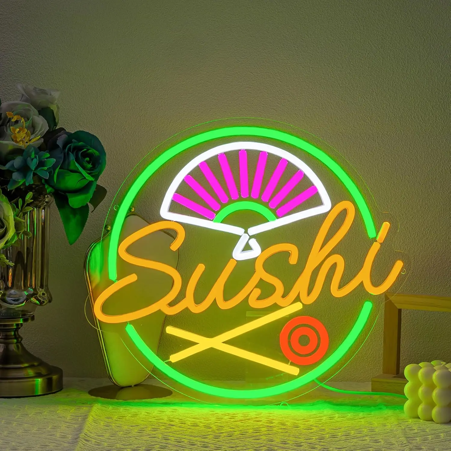 

XM Sushi Neon Wall Decoration Colorful Neon USB-powered LED Neon for Japanese Restaurant Home Bar Kitchen Cafe Decoration