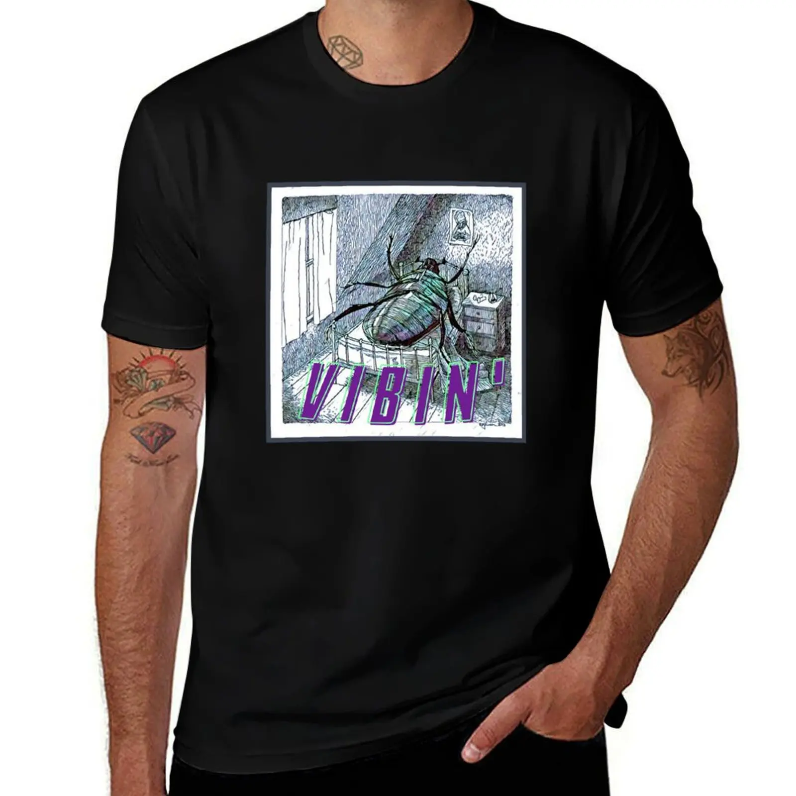 Gregor Samsa vibin T-Shirt Simple Solid Color Crew Neck Tee T-Shirt