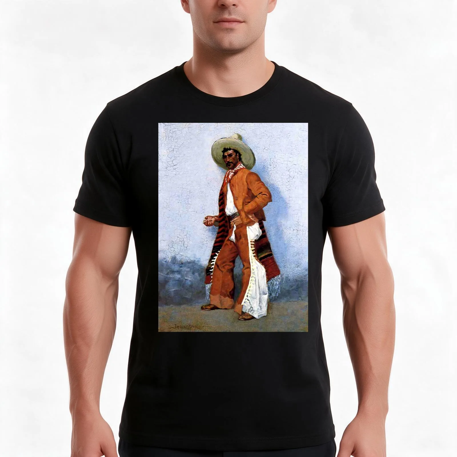 “A Vaquero” Western Art by Frederick Remington T-Shirt Summer Casual Cotton Tee Oversized Streetwear Tops Unisex Men Women