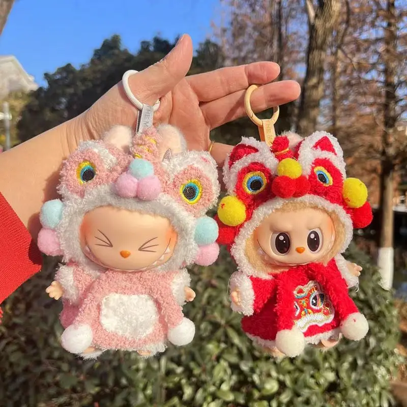 라부부 라이온 각성 시리즈 의상 레드 페스티벌 의상 레드 세트 탕복 인형 액세서리 장난감 새해 선물 17cm