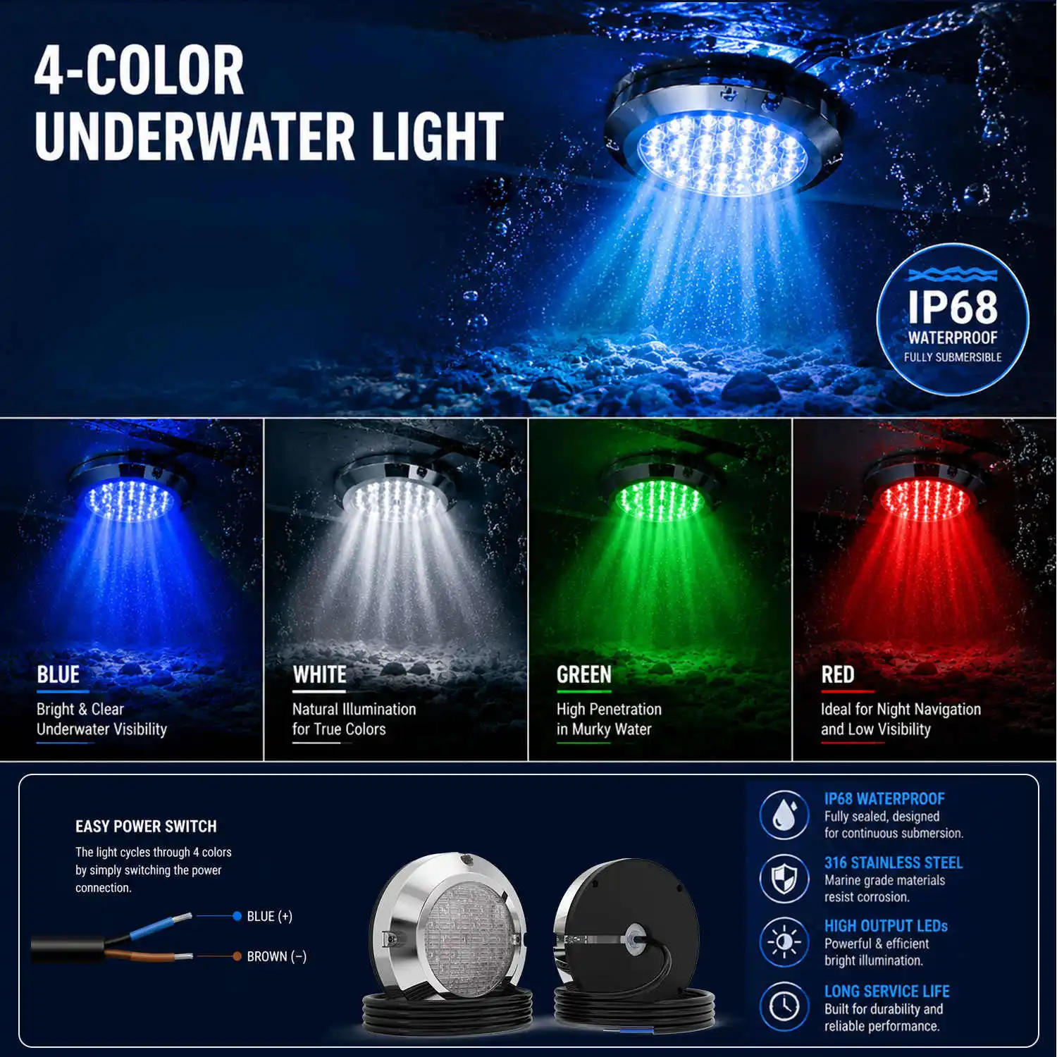 4PCS Waterproof Boat LED Navigation Light Marine Sailing Signal Lamp 108LED Yacht Transom Tail Lights Boat Lighting 12V 24V