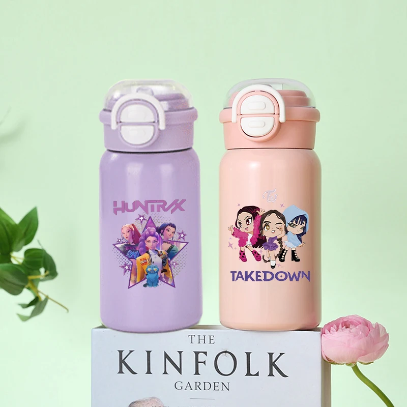 

K-pop Demon Hunters Изолированная чашка из нержавеющей стали для мужчин и женщин Аниме Мультфильм Модные чашки для воды Студенты Портативная чашка для рисования Дети