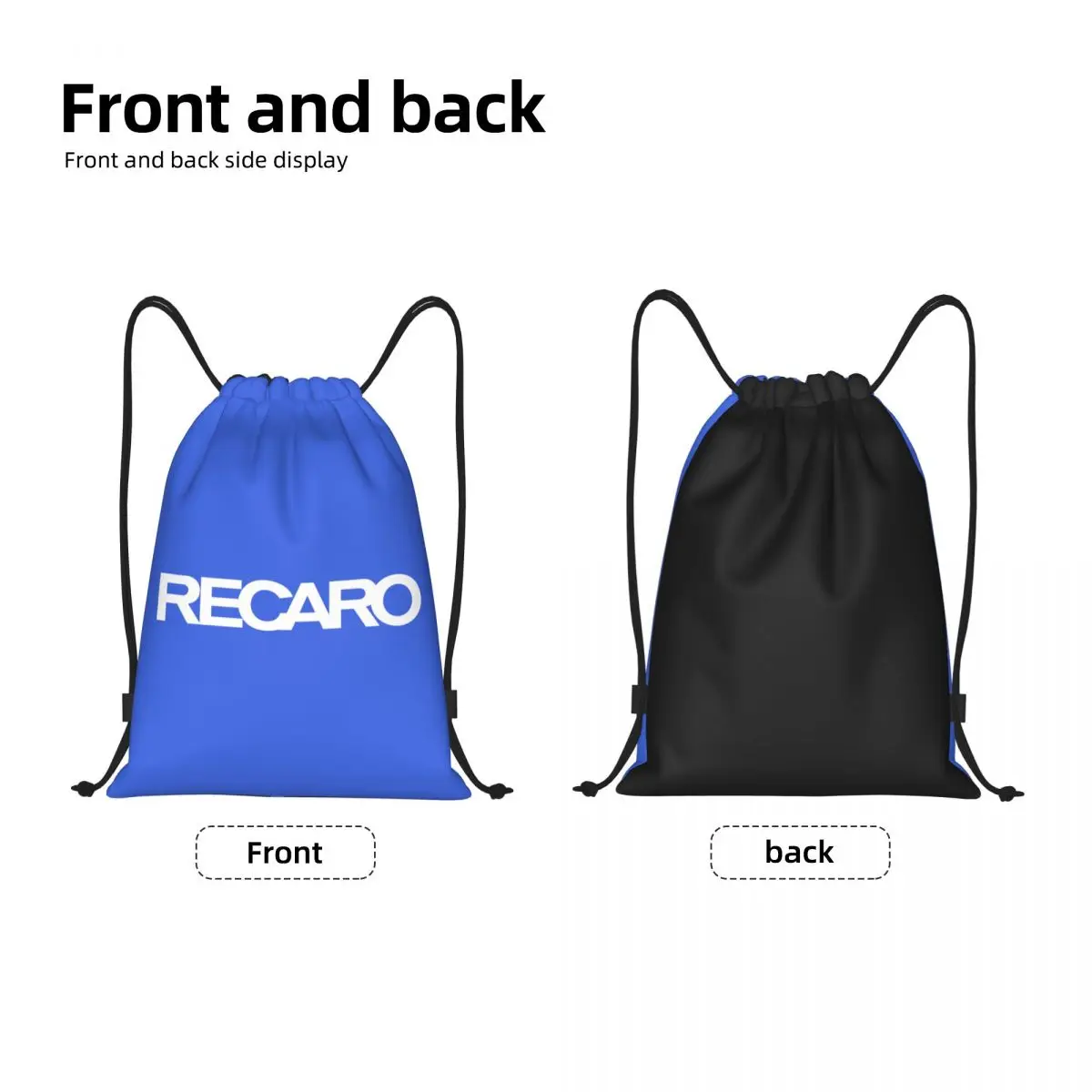 Custom Recaros Logo Drawstring Bag for Shopping Yoga Backpacks Men Women Sports Gym Sackpack