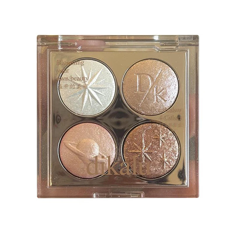 DIKALU プラネット 4色グリッターアイシャドウパレット オーロラパープル メタリックベイクドパウダーメイクアップ