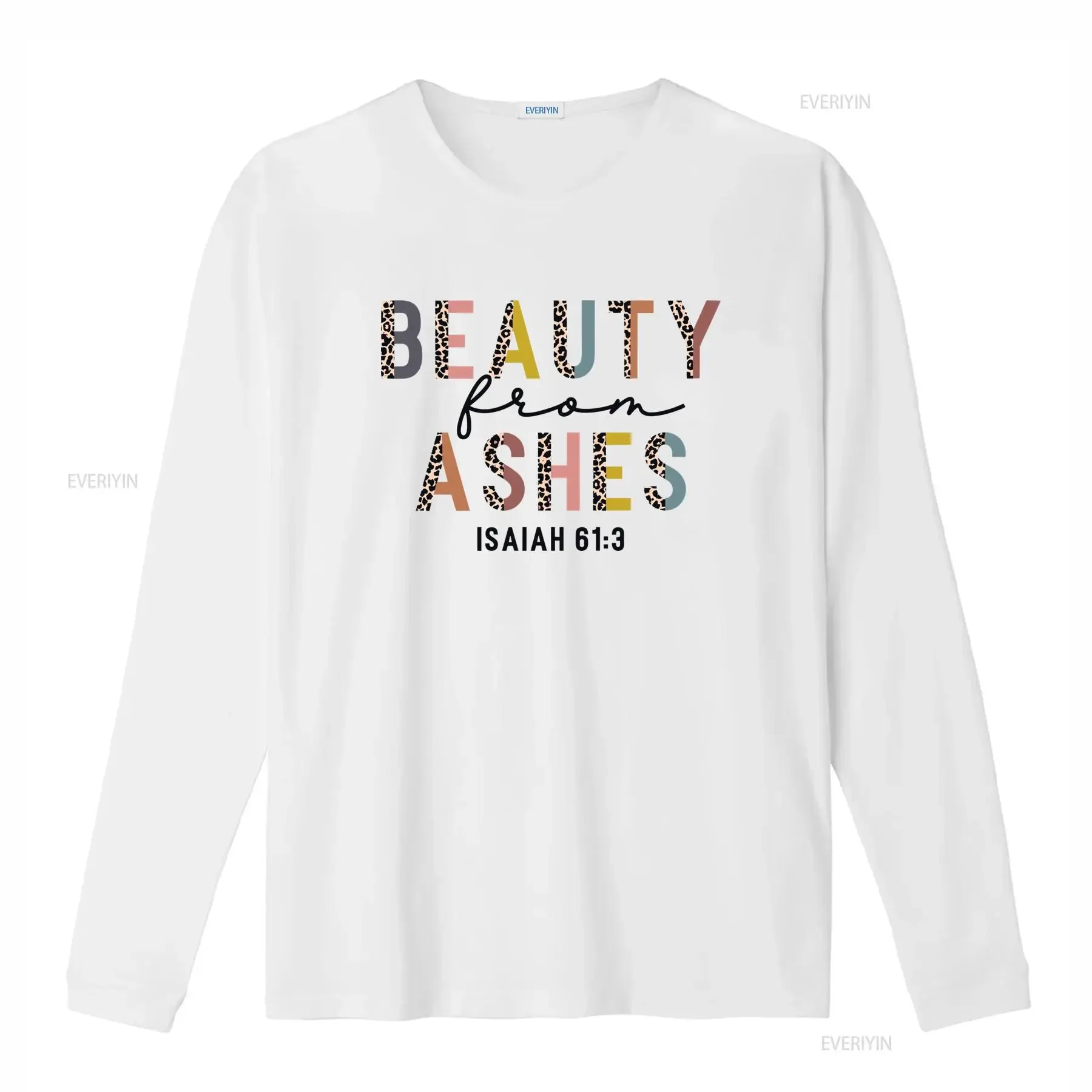 Casual Christian Leopard Print Beauty From Ashes Isaiah 61 3 Bible Verse T Shirt vintage Washed graphic streetwear Slightly