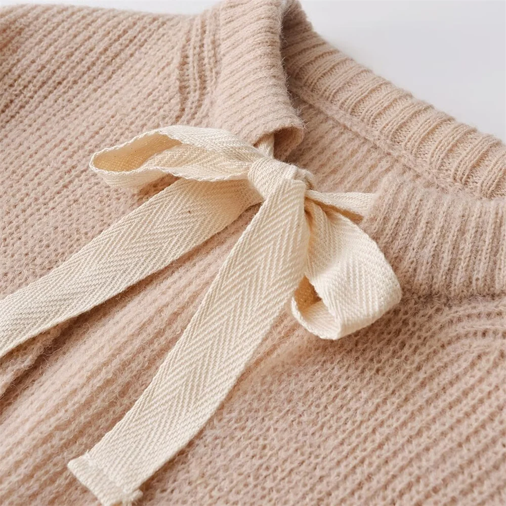 2024ZAR * Spring/Summer New Women\'s Casual Fashion Versatile French Sweet Bow Decoration Knitted Coat