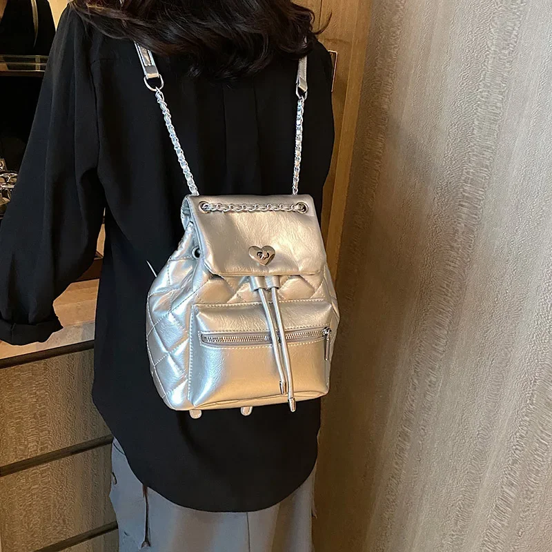 

2025 Summer Korean-Style High-End Chain Backpack - Large-Capacity Women's Shoulder Messenger Bag