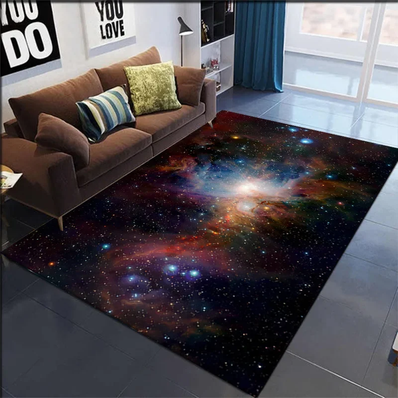 Galaxy Nebula Carpet Mat Starry Sky Rug Colorful Cosmic Vibrant Home Decoration 3D Effect Floor Mats Bedroom Decor Area Rug
