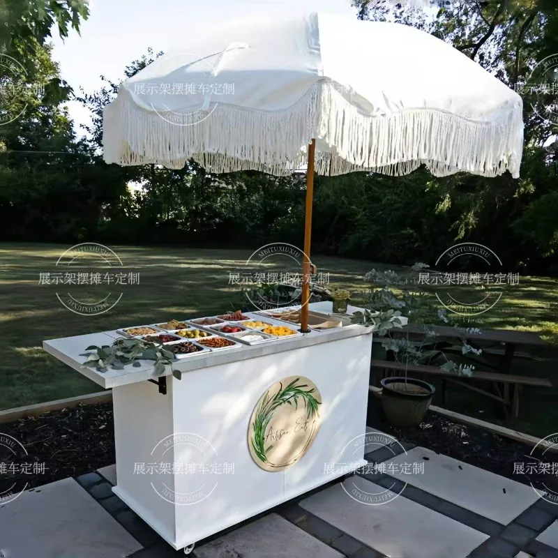 Wrought iron outdoor buffet display stand movable promotional display stand shopping mall activities