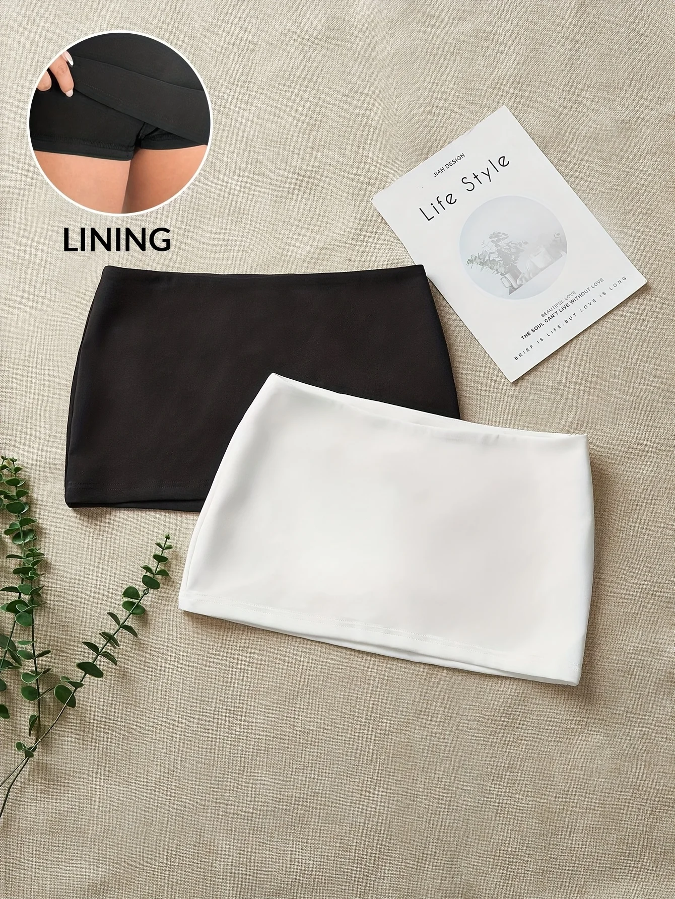 Stylish two-piece mini skirt set for women, simple, fashionable, casual, solid color.