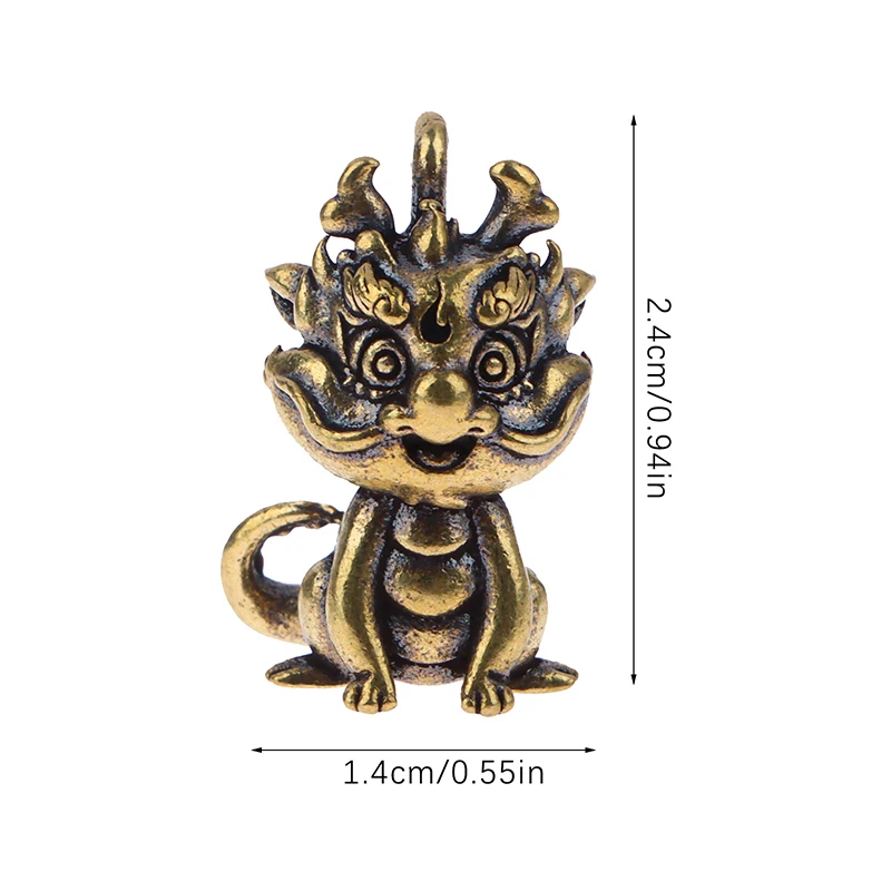 1 pz Vintage ottone cinese bestia zodiaco drago figurine auto portachiavi pendenti in ottone animale portachiavi gioielli appesi