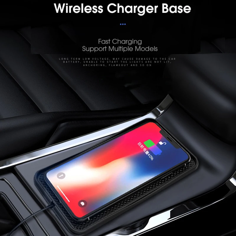 Wireless Car Charger,10W for Qi Fast Charging Non-Slip Shockproof Silicone Pad Mat Phone Holder Mount for iPhone 12 /12 Pro