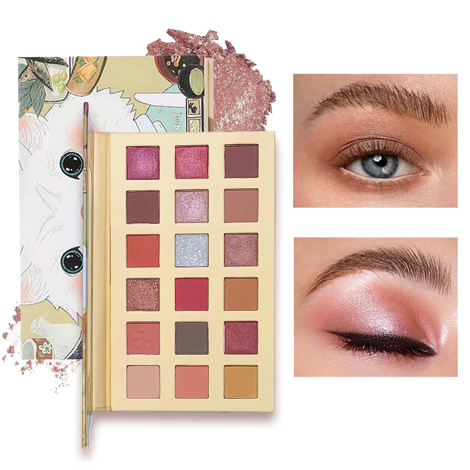 

18-цветная палитра теней для век «кошачий» с перламутровой матовой отделкой, доступный набор для студентов и начинающих в косметике