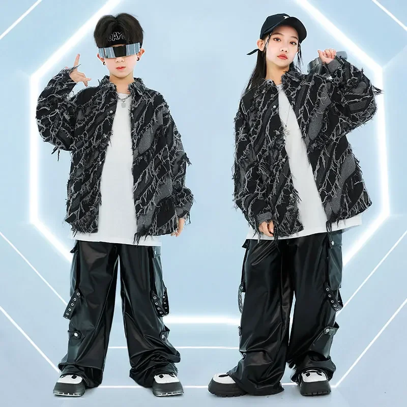 Jungen Hip Hop Lose Druck Hemd Cargo Hosen Mädchen Street Dance K-pop Tank Top Kinder Streetwear Kleidung Sets kinder Jazz Kostüme
