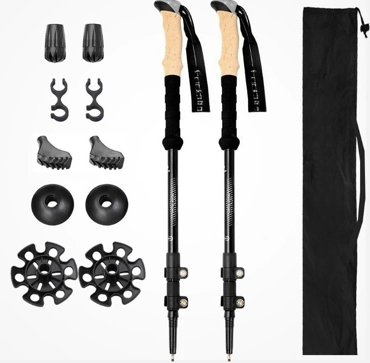 

Aluminum Alloy External Lock Three Section Straight Handle Hiking Stick Telescopic Cane Set Outdoor Mountaineering EDC Equipment