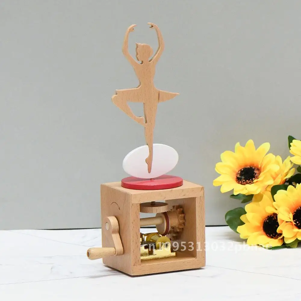 

Creative New Fox Animal Dance Ballet Solid Wood Hand Music Box Ornaments