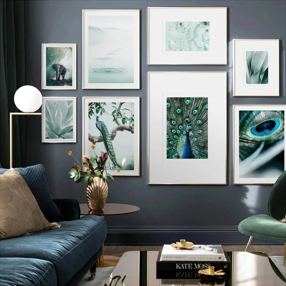 

Elegant Animal Peacock Open Screen Wall Art Poster Picture Canvas Painting Modern Nordic Style Living Room Home Decor