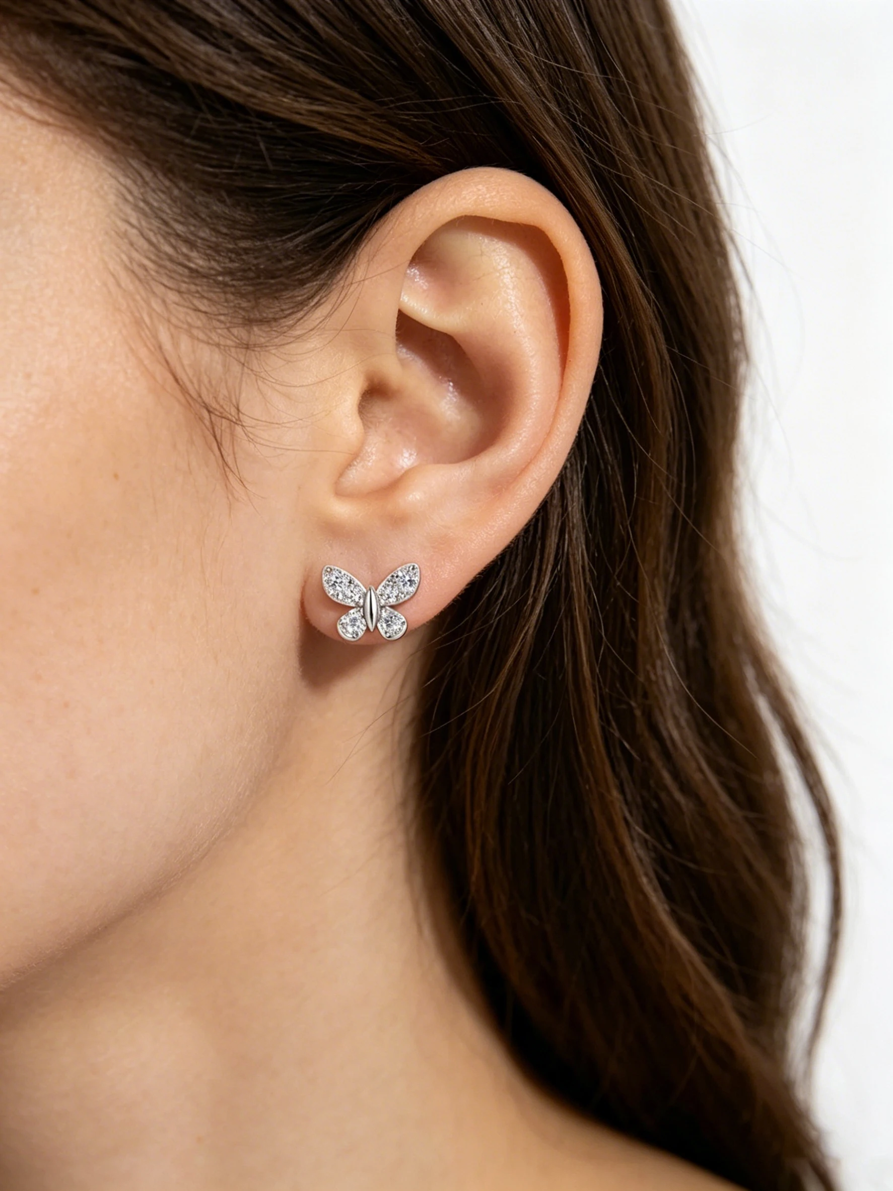 TYYL D Color Moissanite Butterfly Stud Earrings for Women 925 Sterling Silver Hypoallergenic Sparkling Dainty Studs Fine Jewelry
