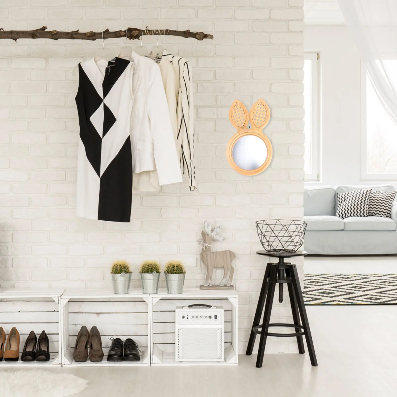 

1 шт. Зеркало для макияжа из ротанга в европейском стиле, плетеное вручную, декоративное настенное украшение, домашний декор, вертикальный элемент для экономии пространства