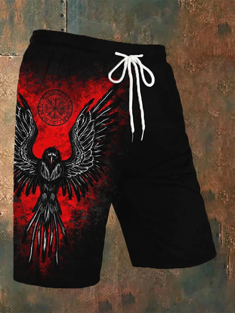 3D Tribal Totem Printed Men's Shorts Summer everyday casual men's fashionable beach pants retro Viking style men's sports shorts