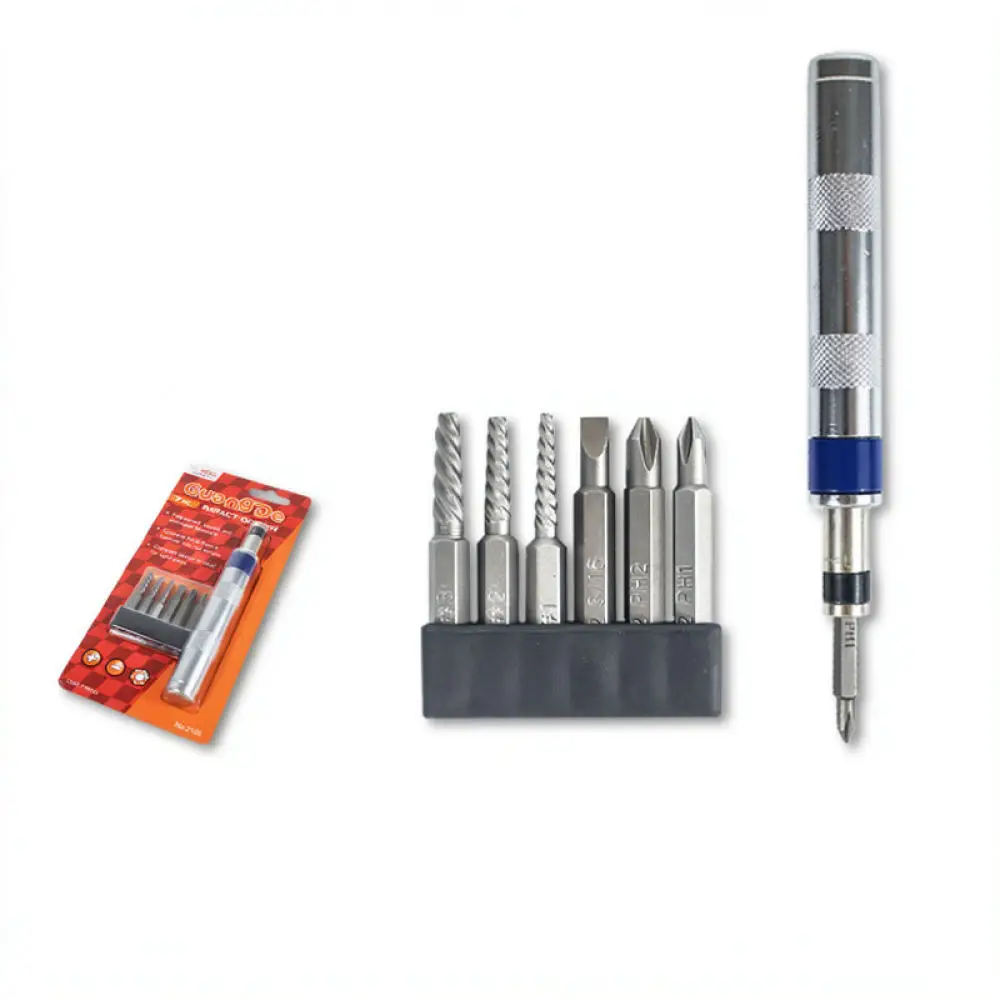 Compact Impact Screwdriver Set Durable Steel Bits For Loosening Rusted Bolts Home Improvement Mechanical Repair Tools
