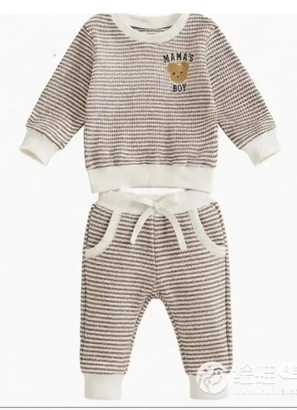 Kids Boys 2-piece Outfit, Stripes Long Sleeve Sweatshirt with Elastic Waist Sweatpants Fall Outfit