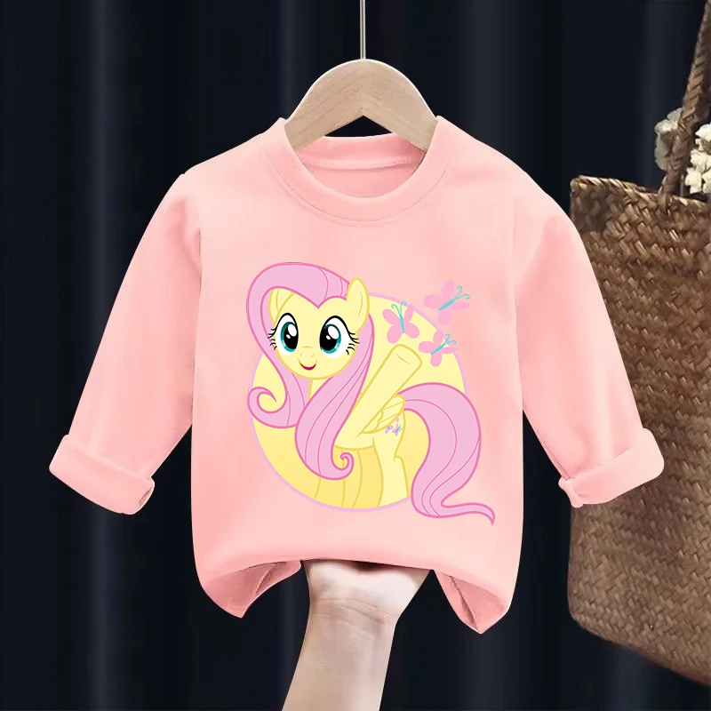 My Little Ponys Girls Long-sleeved T-shirts Cute Cartoon Figure Printed T-shirt  Baby Casuals Tops Autumn Children\'s Clothing