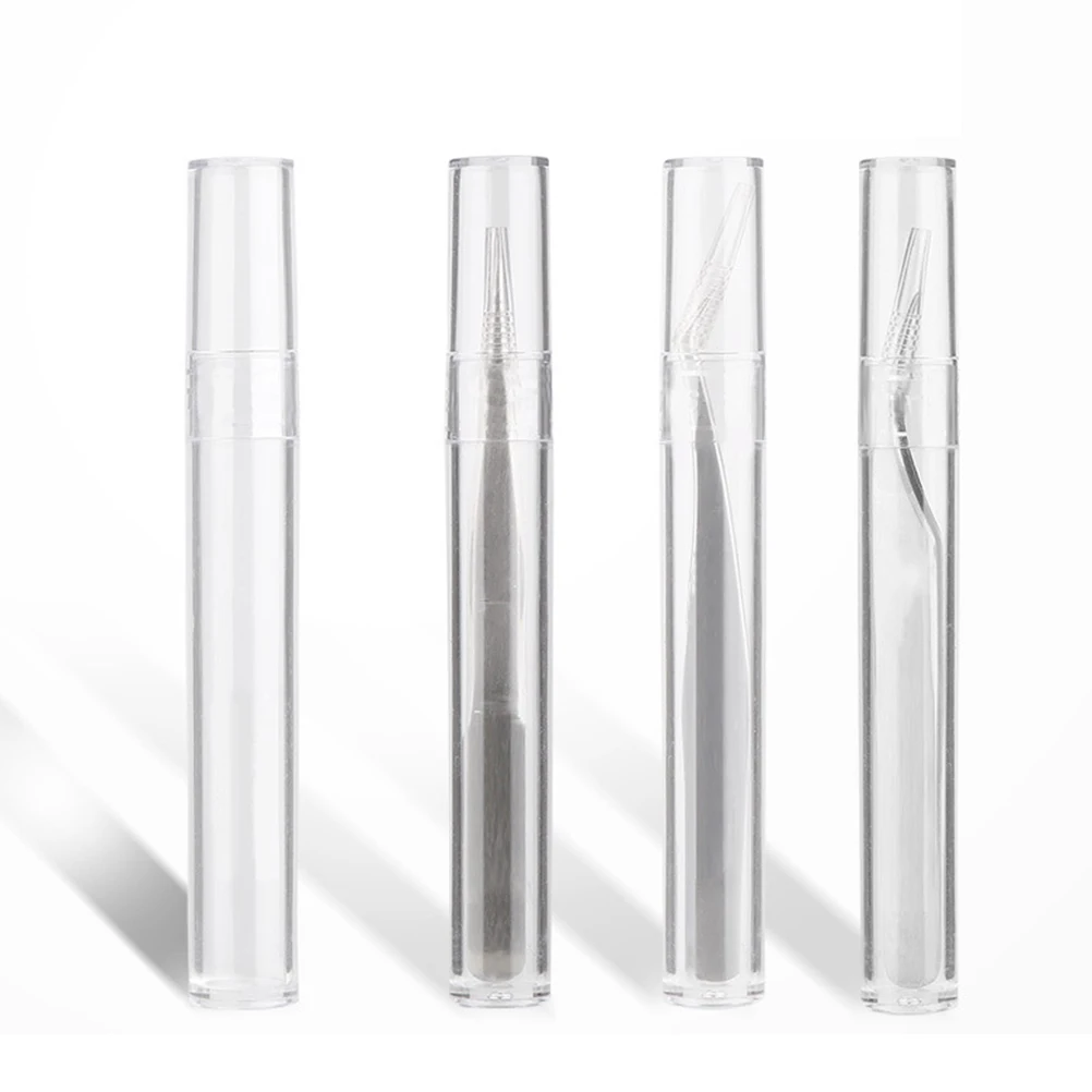 

10pcs Tweezers Storage Box Transparent ABS Container Stable Structure Beauty Tools Holder Eyelash Forceps Acne Needle Canister