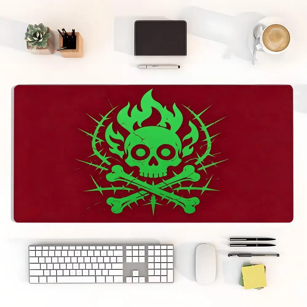 Mouse Pads Thorn Flame Skull Crossbones Badge Punk Dark Emblem Playmat Games Laptop Bedroom Learning Game Card Pad