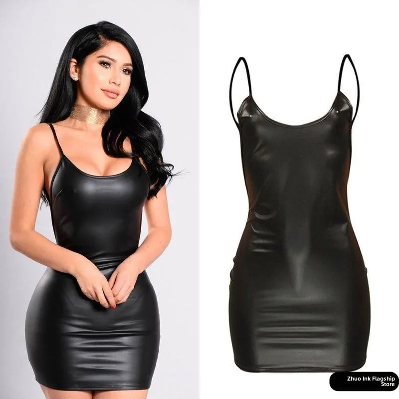 New Ins Sle High Elastici Bodycon PU Pelle Svel Bal Dr Or Gonna attillata da donna Faion Primavera Estate