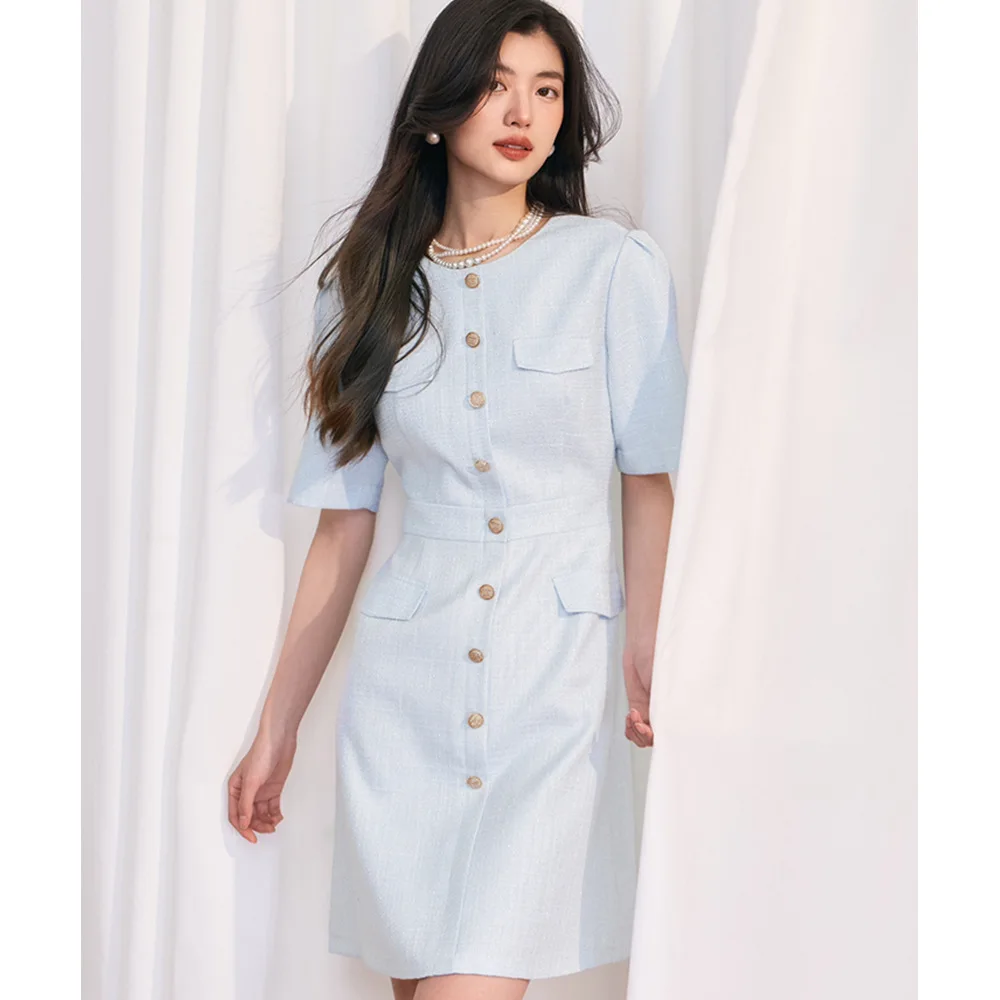 

2024 Women's Clothing Sweet dress with faux pockets Spring Summer New No.062