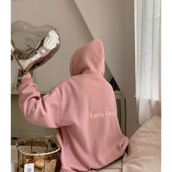 Apricot Jacket Sweatshirt Women Vintage Coat Long Sleeve Streetwear Korean Fashion Casual Y2K Style Winter Female Hooded Tops