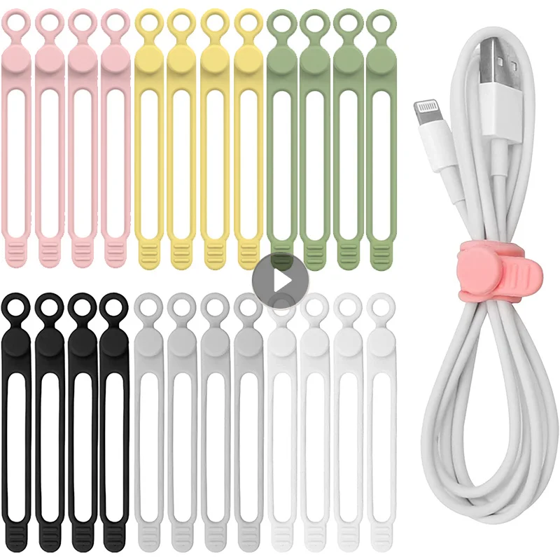 5PCS Reusable Cable Straps Fastening Cable Ties Cord Organizer Winder For Earphone Phone Charger Mouse Home Kitchen Storage