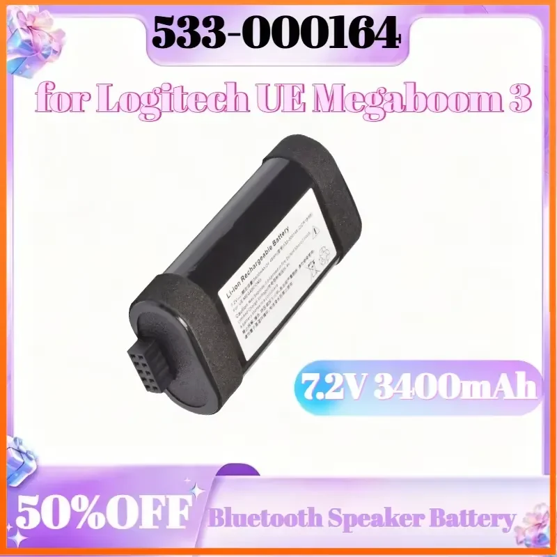 

533-000164 7.2V 3400mAh Rechargeable Bluetooth Speaker Battery for Logitech UE Megaboom 3 Battery