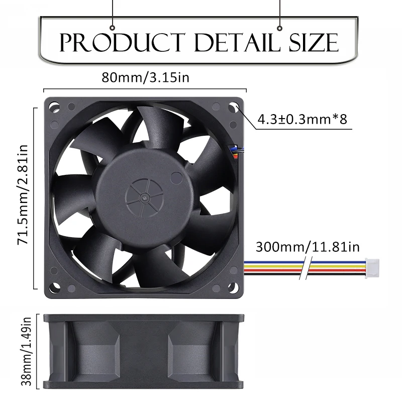 GDSTIME-Ventilador do Refrigerador de Energia do Computador, Caso do PC, Ventilador de Refrigeração Portátil, Bola Dupla, DC 12V, 80x80x25mm, 80mm, 8025mm, 10 peças por lote