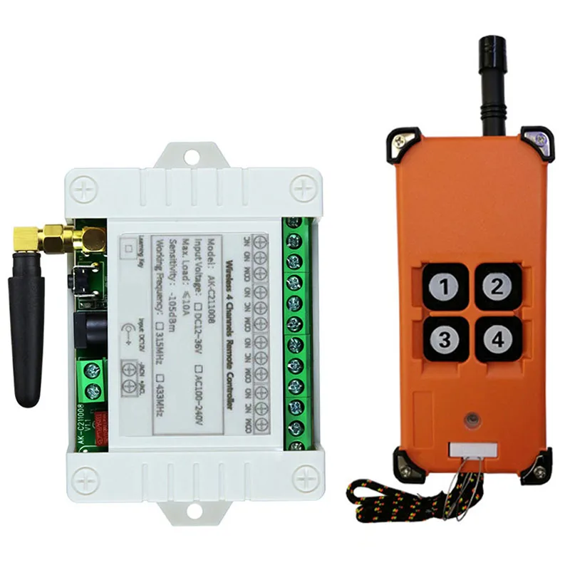 

3000M 433MHz Industrial DC 12V 24V 36V 4CH 4 CH RF Wireless Remote Control OverheadTravelling Crane System Receiver Digital Key