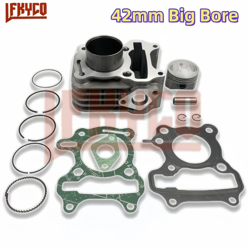 Motorcycle 42mm Big Bore Cylinder Kit for SYM MIO50 Fiddle 2 Jet 4 Allo Cello 50CC PEUGEOT AWA XS1P37QMA QJ50QT-18D12100-AMA-000 