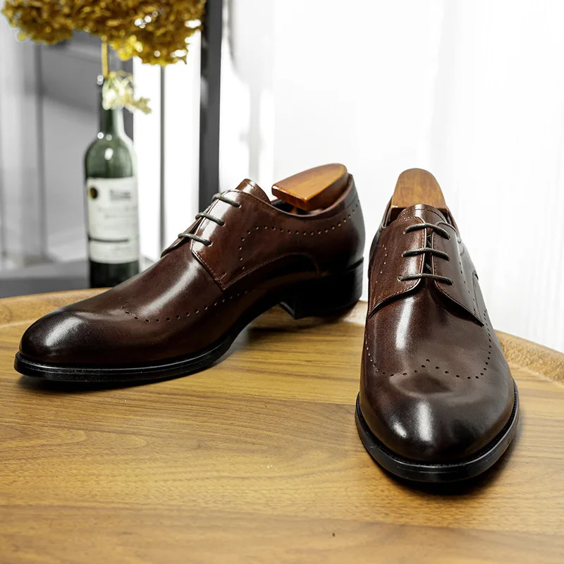 Top-grade cowhide large-size men's shoes, versatile British-style business formal leather shoes for men