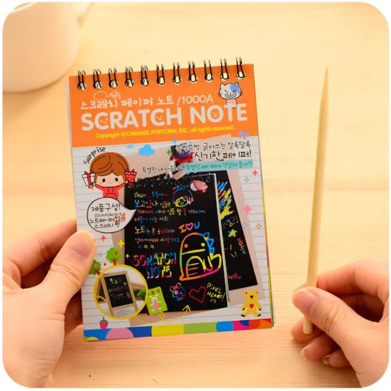 DIY Diary Mini Notebook Black Paper Notepad Sketch Graffiti Notebook Drawing Painting Office School Stationery for Kids Gift