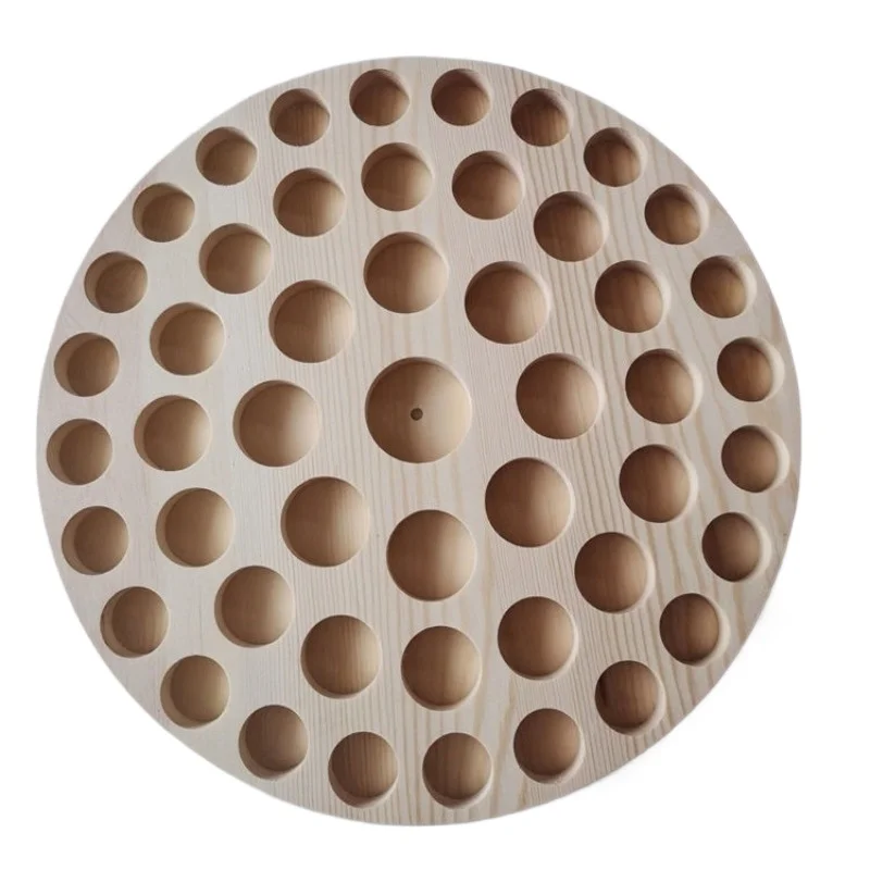 Storage box Wooden display rack One layer 49 grids Skin care glass bottle Finishing base Round