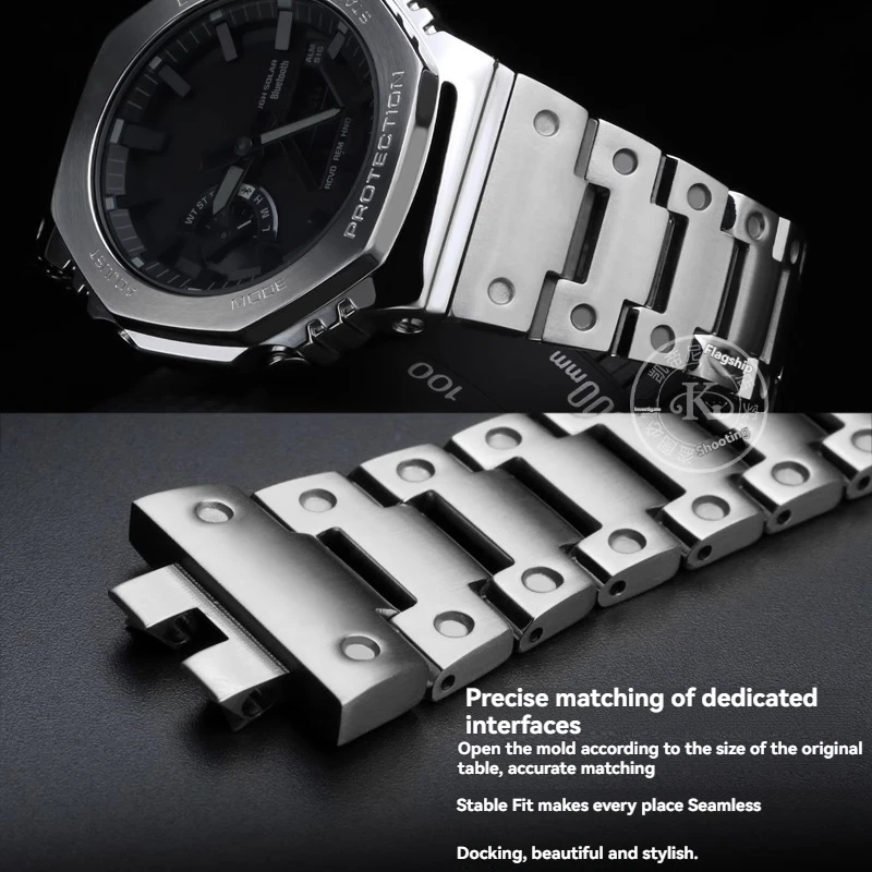 GM B2100 stainless steel strap For Casio 3229 GMW-B5000 watchband G-Shock GM-B2100D/BD metal strap octagonal oak accessories men