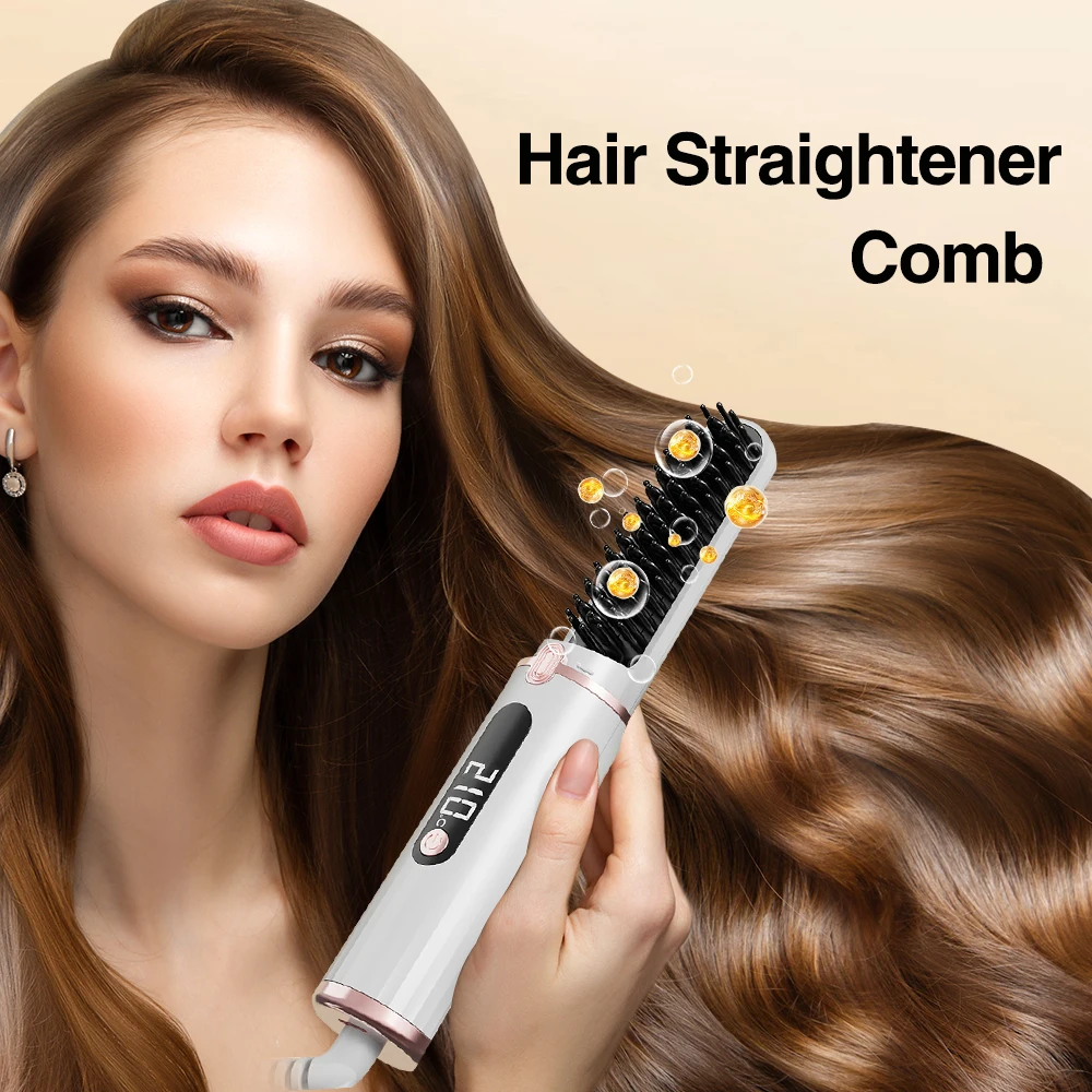 Hair Straightener Comb Electric Hot Comb Heating Comb 4-speed Adjustment Protect Scalp Improve Frizz Smooth Shiny Hair Anti-scal