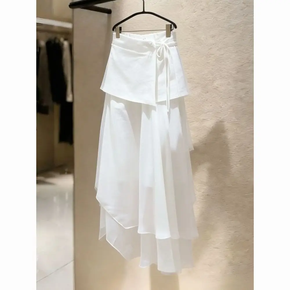 White Skirt Women's 2026 Summer New Fashion High Waist Strap Hip Cover Design Gentle Wind Dress