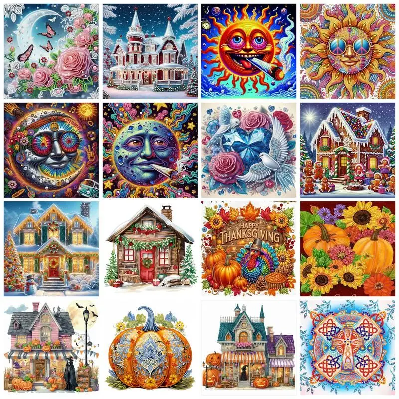 

CHENISTORY Special Shape Diamond Art Kits for Beginners and Adults Pumpkin House Diamond Art Painting Kits for Home Wall Decor
