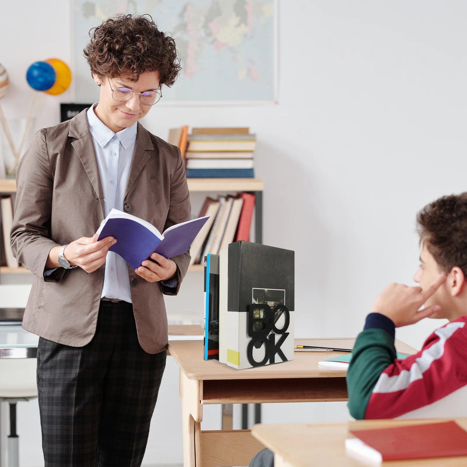 

4pcs Metal Ends Minimalist Design For Shelves Desktop Organizer Desktop Book Holders Reading Stands File Storage Book Holders