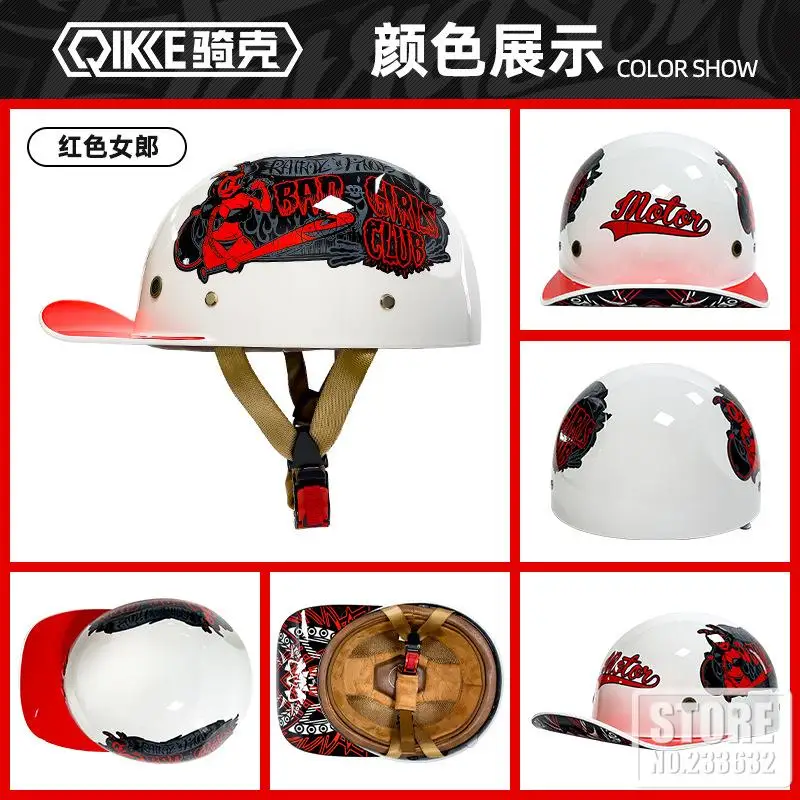 Summer Breathable Open Face Motorcycle Helmet Vintage Retro Helmets Baseball Cap Men Women Scooter Half Face Helmet With Lense